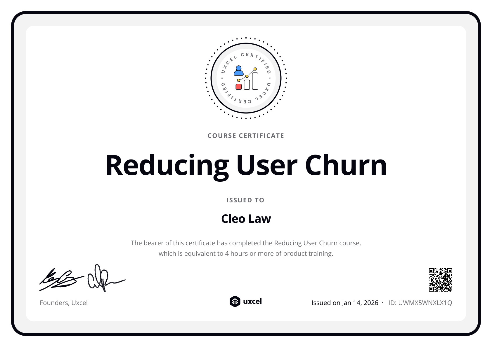 Cleo Law's certificate